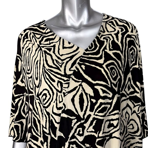 Chico's Asymmetrical Cream Black Open Poncho One Size - Picture 4 of 7